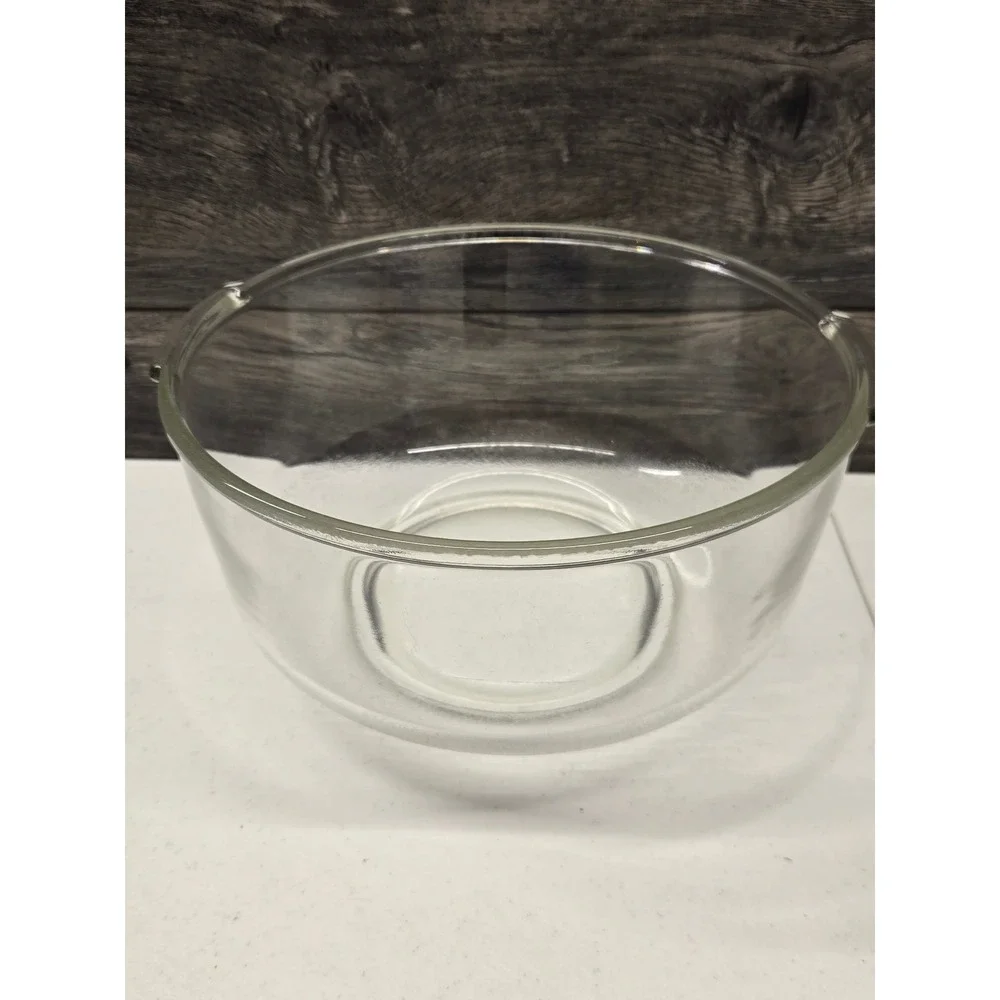 Clear Glass Mixing Bowl with Side Tab Handles Round Textured Bottom 9.5 Inch